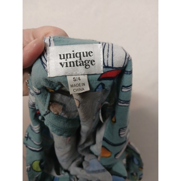 Unique vintage small mushroom cotton overall mini dress - Picture 2 of 7